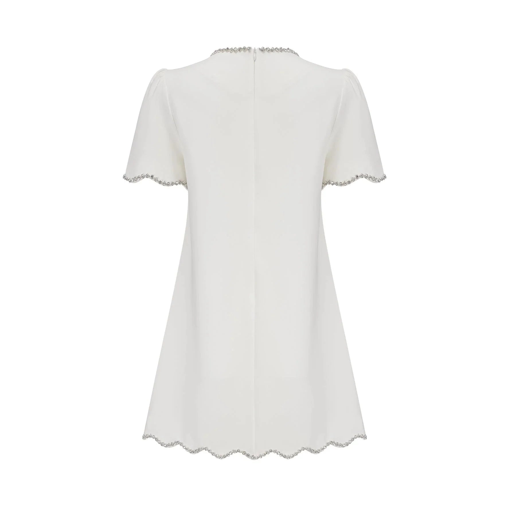Ippolita Mini Dress White Crystal Scallop Hem