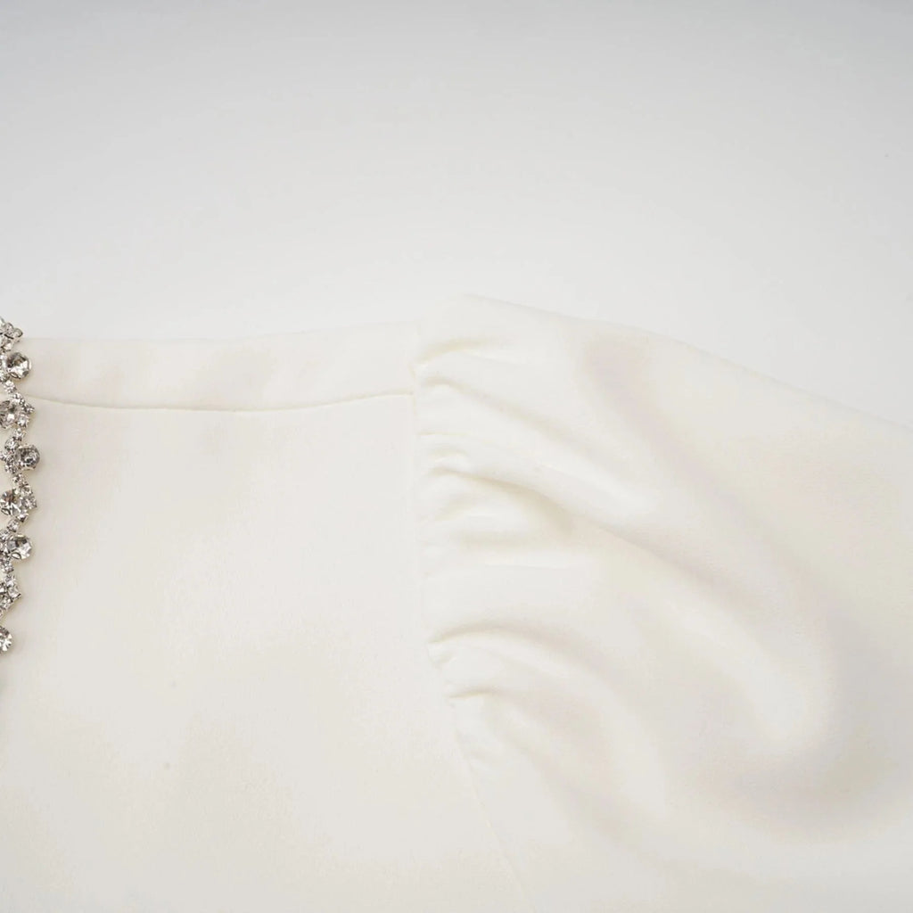 Ippolita Mini Dress White Crystal Scallop Hem
