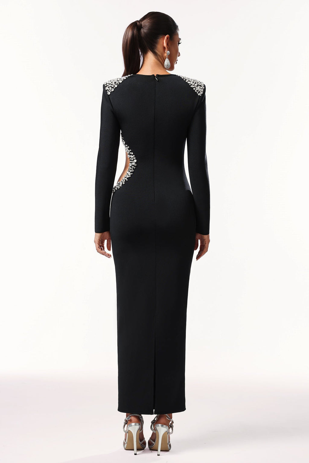 Isabel Black Diamond Detail Long Sleeve Dress
