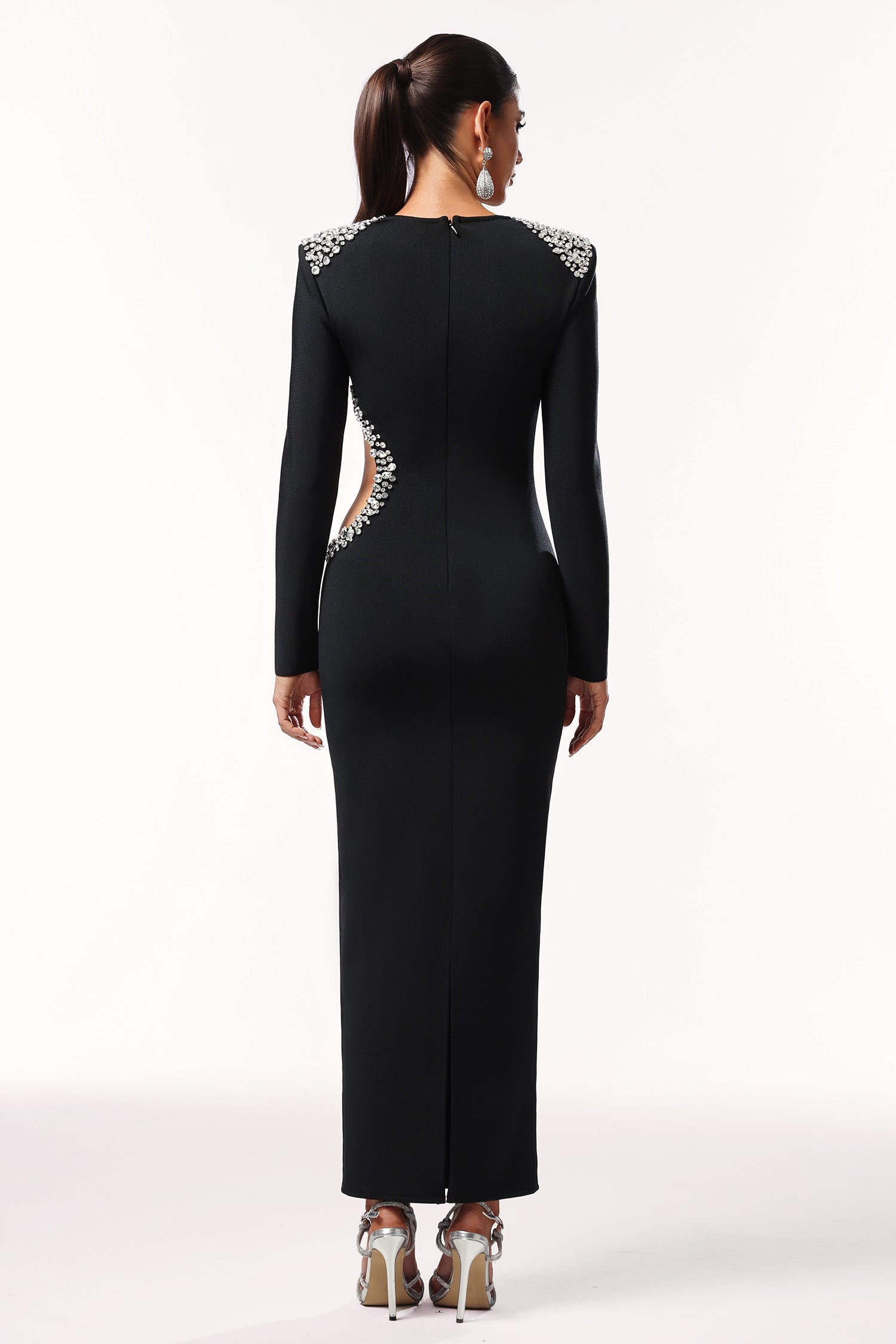 Isabel Black Diamond Detail Long Sleeve Dress