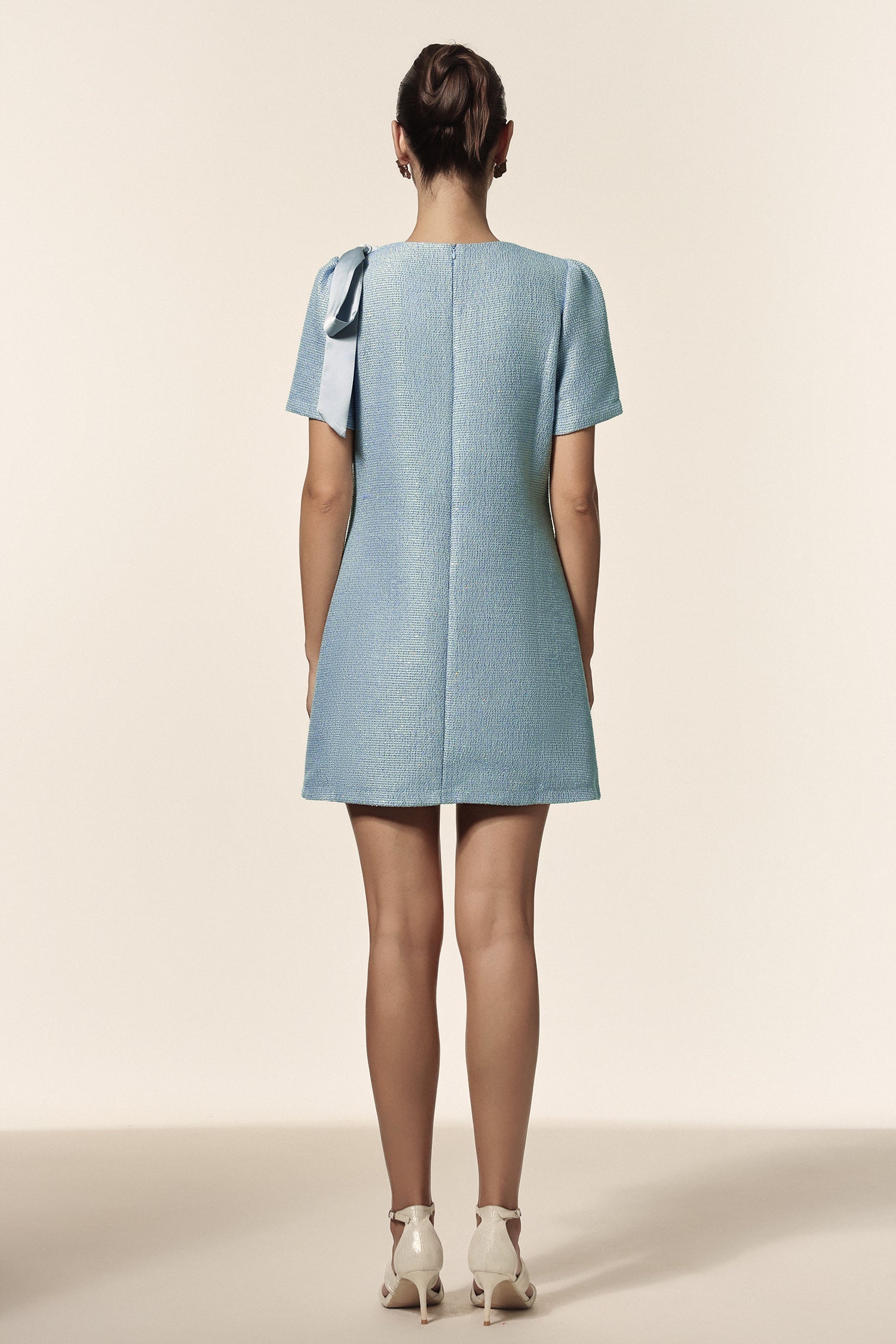 Isabella Blue Floral Bowknot Mini Dress