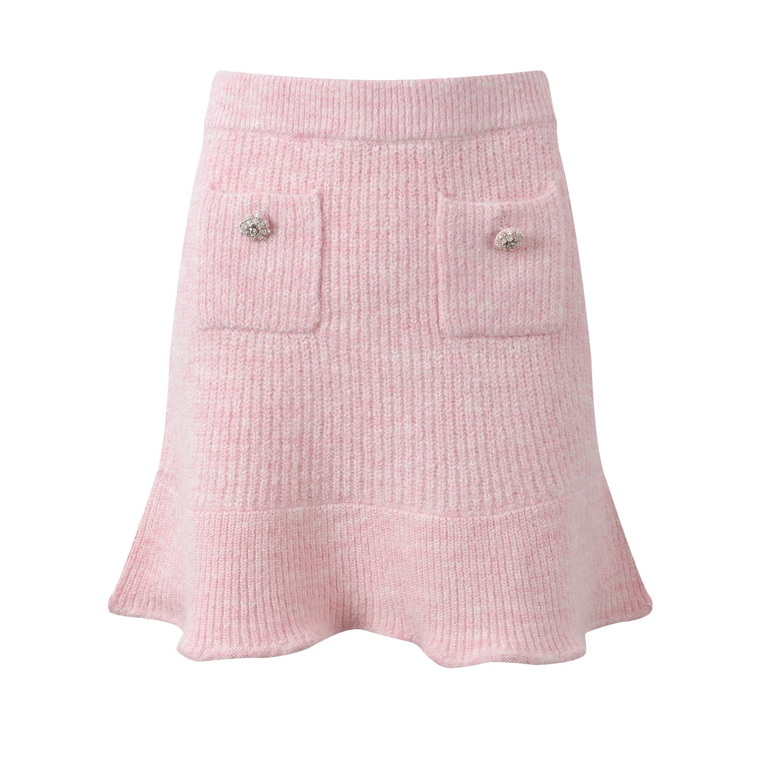 Isabella Cardigan & Skirt Set - Lace Collar - Crystal Buttons - Ribbed Cotton - Flared Silhouette - Cropped Fit