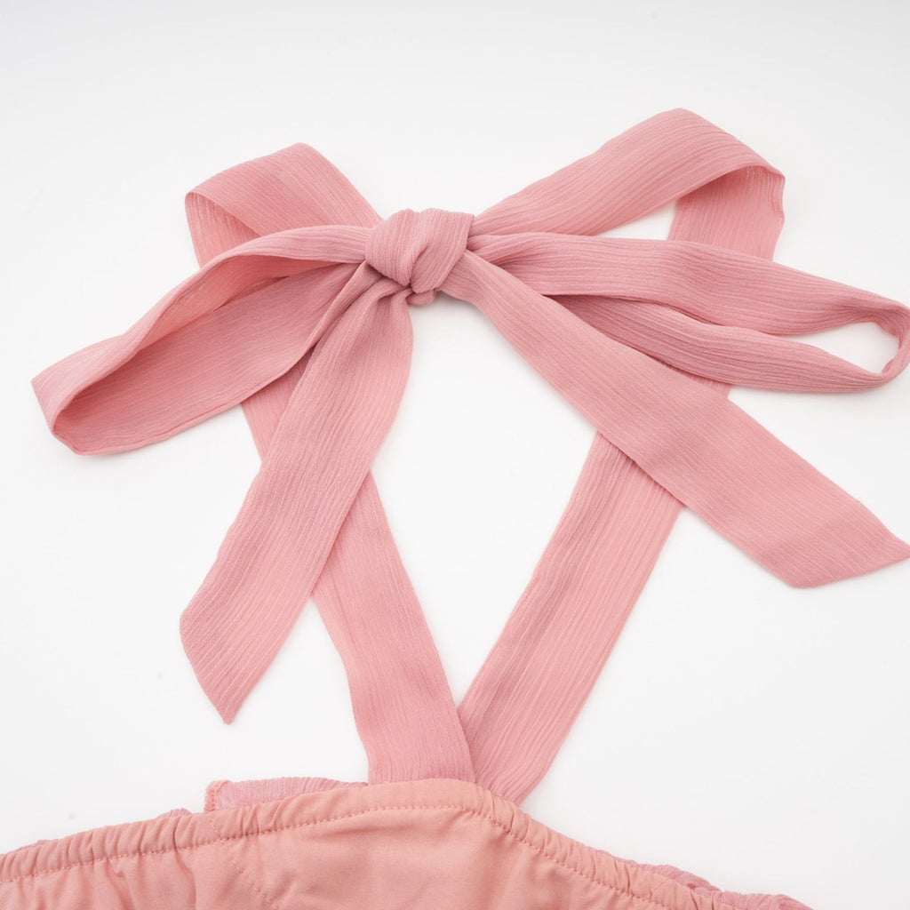 Isabella Pink Mini Dress - Sleeveless Halterneck - Ruffled Tiered Design - Mini Length - Side Zip Fastening