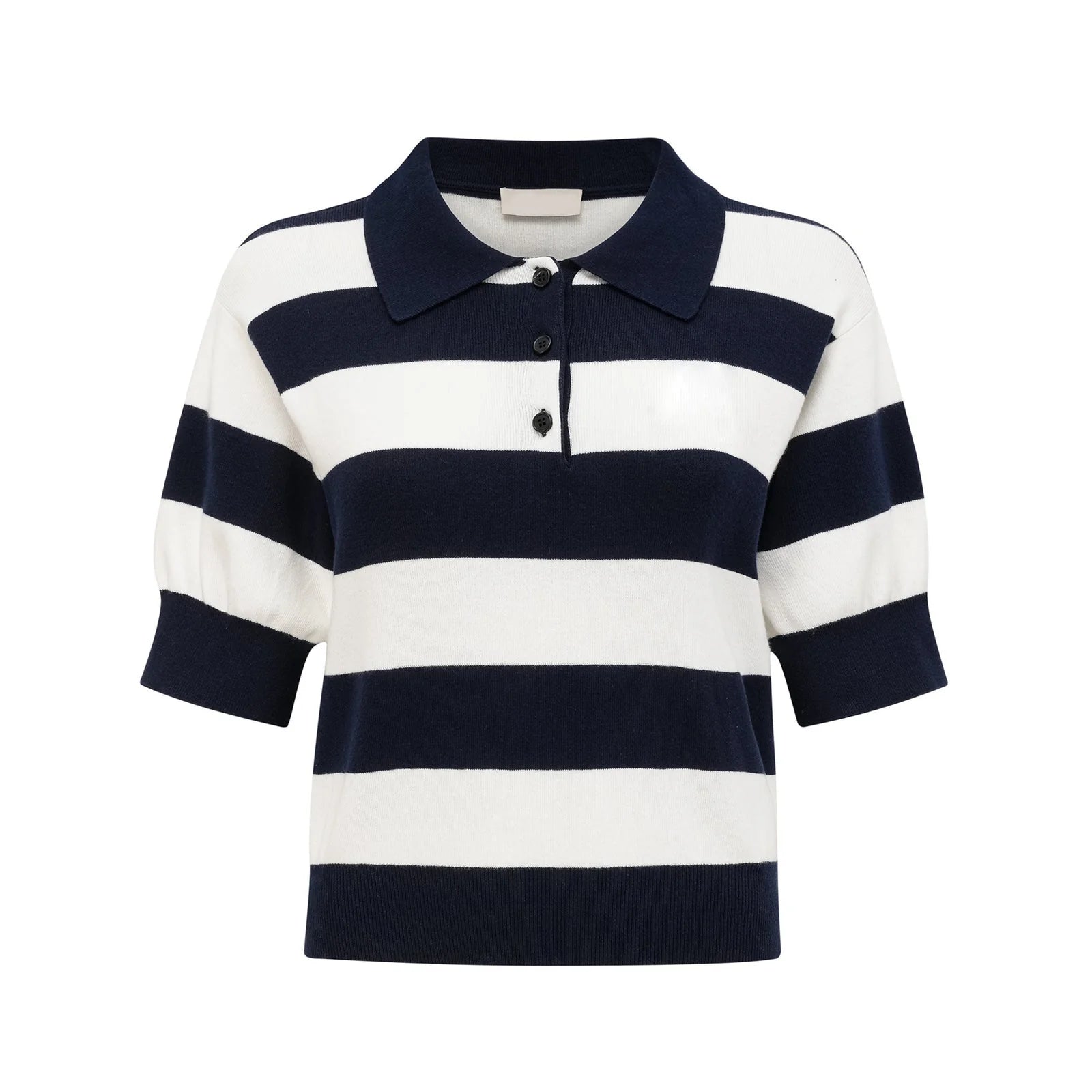 Isabella Shirt - Color Blocked Lapel Collar - Chic Stripe Design - Trendy Short Sleeves - Stretch Waist Comfort