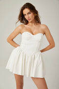 Isabelle Mini Dress White Bustier Pleated Flare