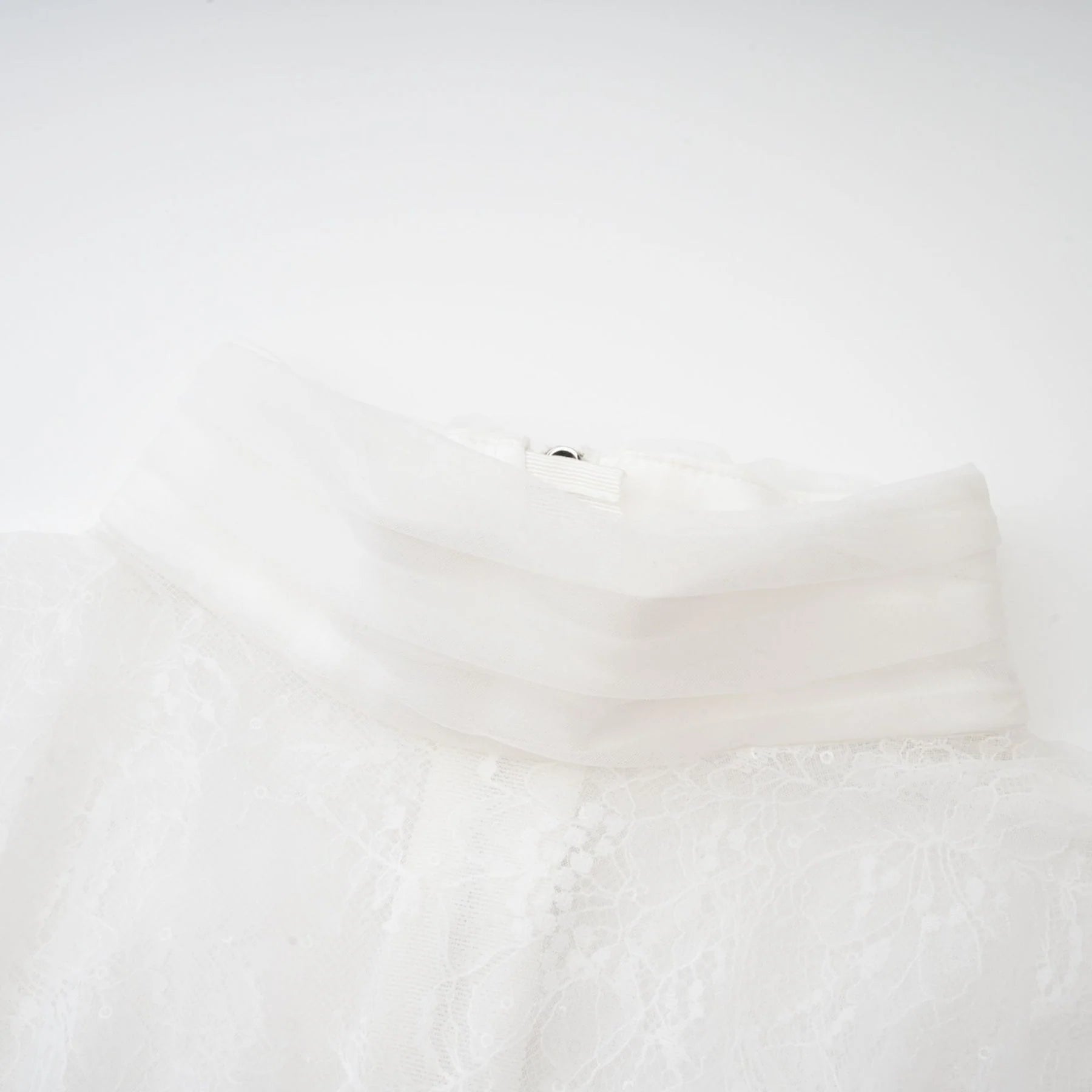 Iside Cropped Top Bell Sleeve Crystal Trim White