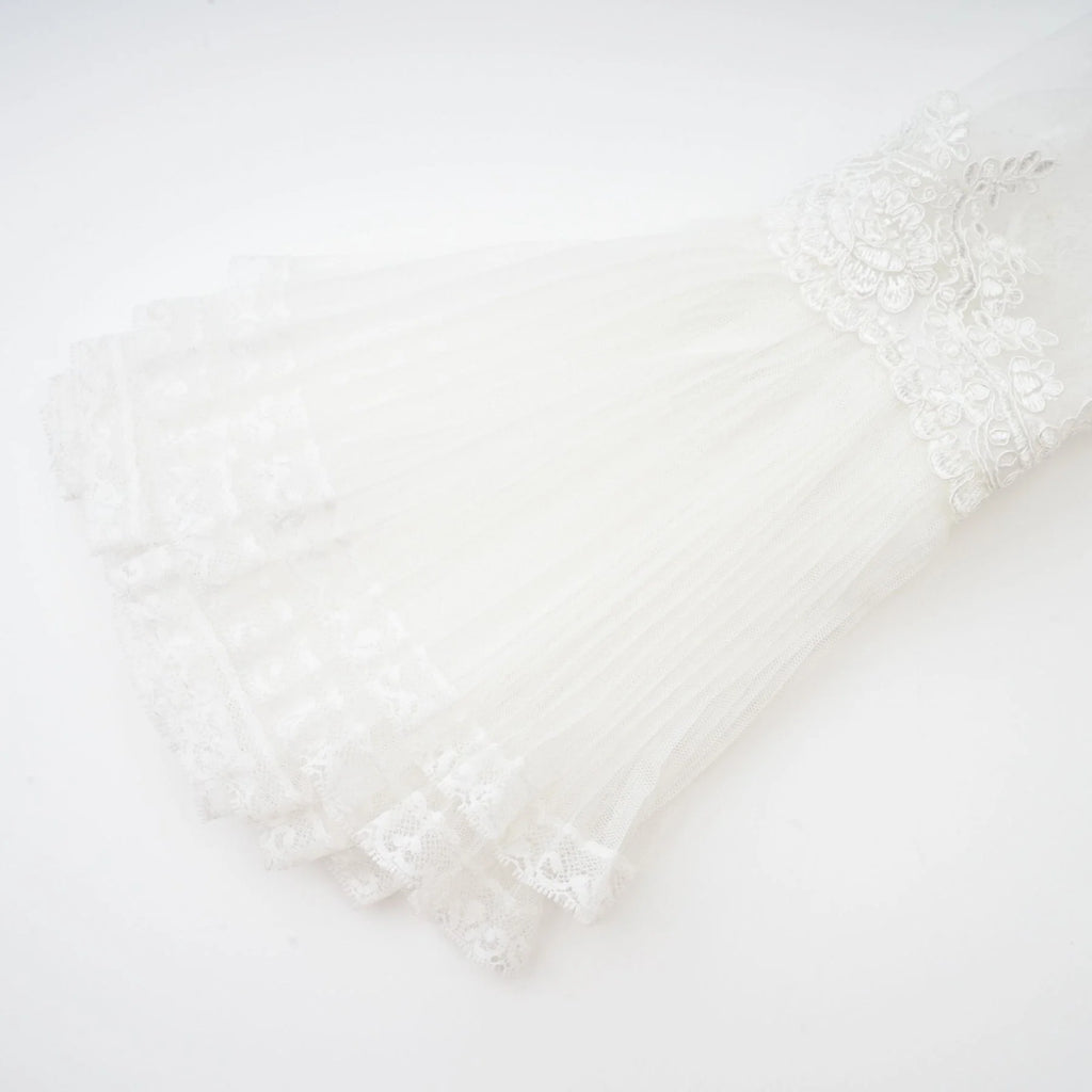Iside Cropped Top Bell Sleeve Crystal Trim White