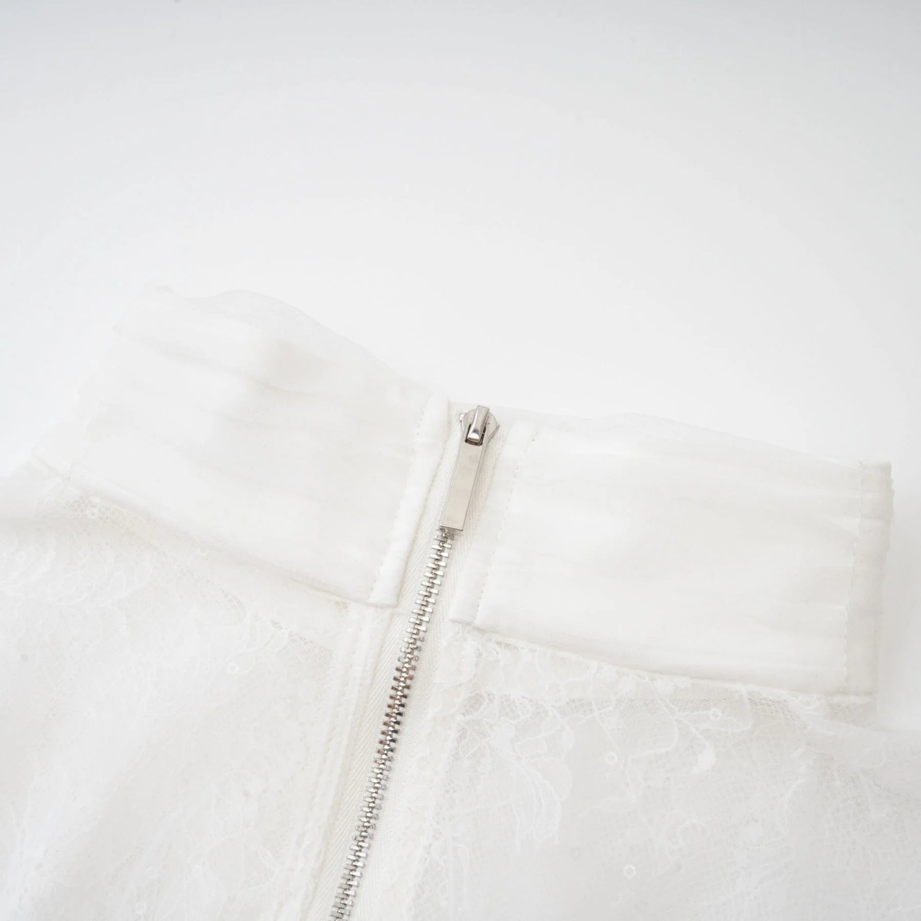 Iside Cropped Top Bell Sleeve Crystal Trim White