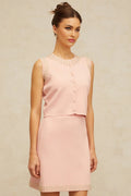 Iside Top & Skirt Set Beaded Knit & - Cerise Pink