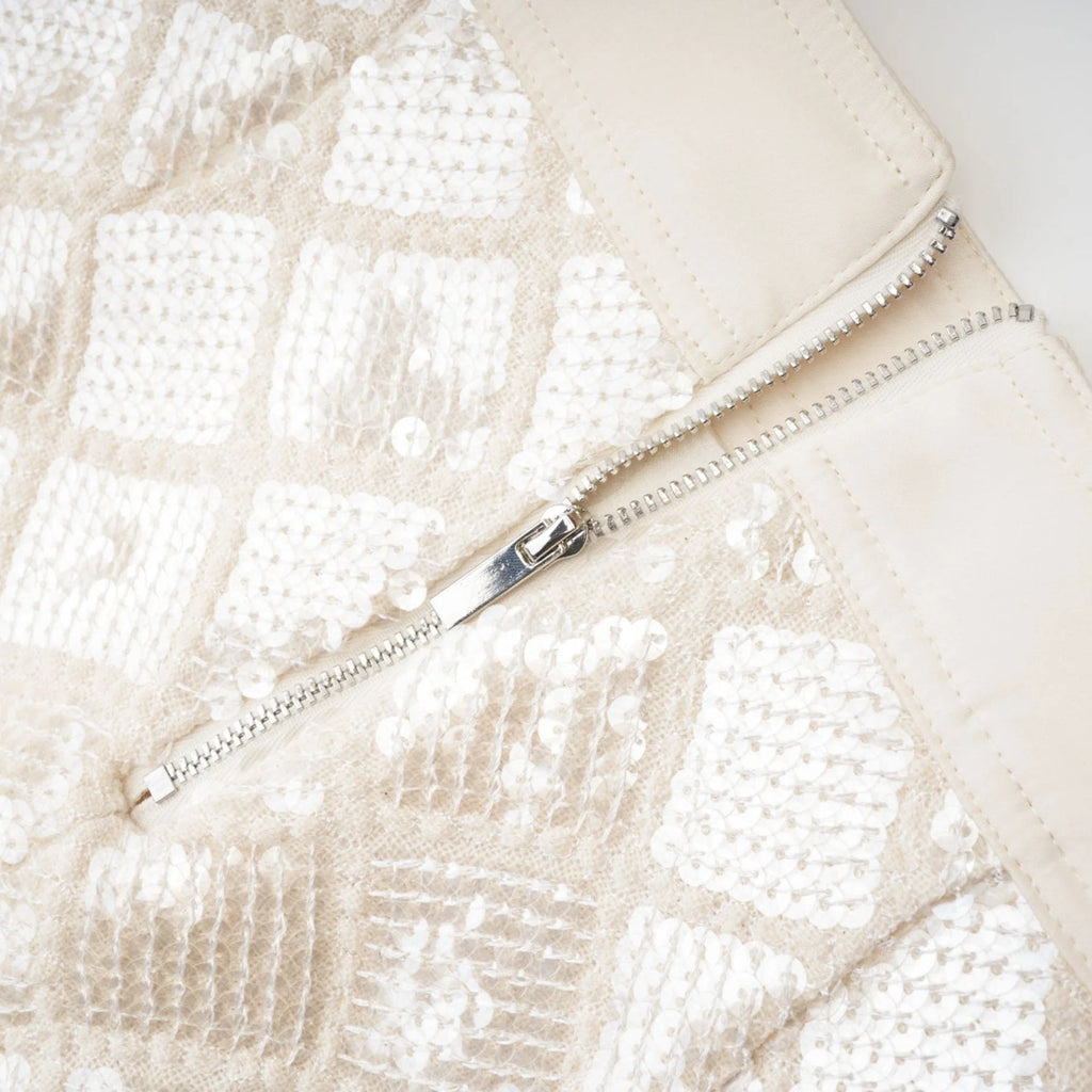 Isla Skirt - Lattice Texture - Sequin Finish - Zip Fastening - Tailored Shape - Festive And Statement Wear