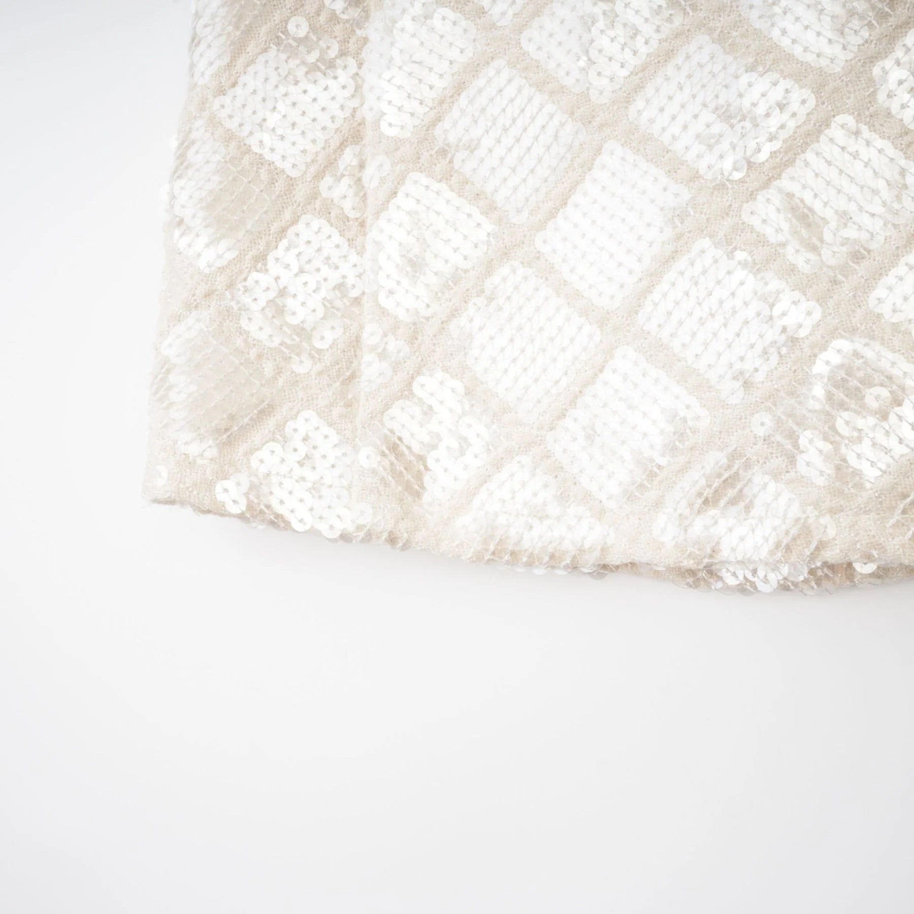 Isla White Sequin Lattice Mini Skirt