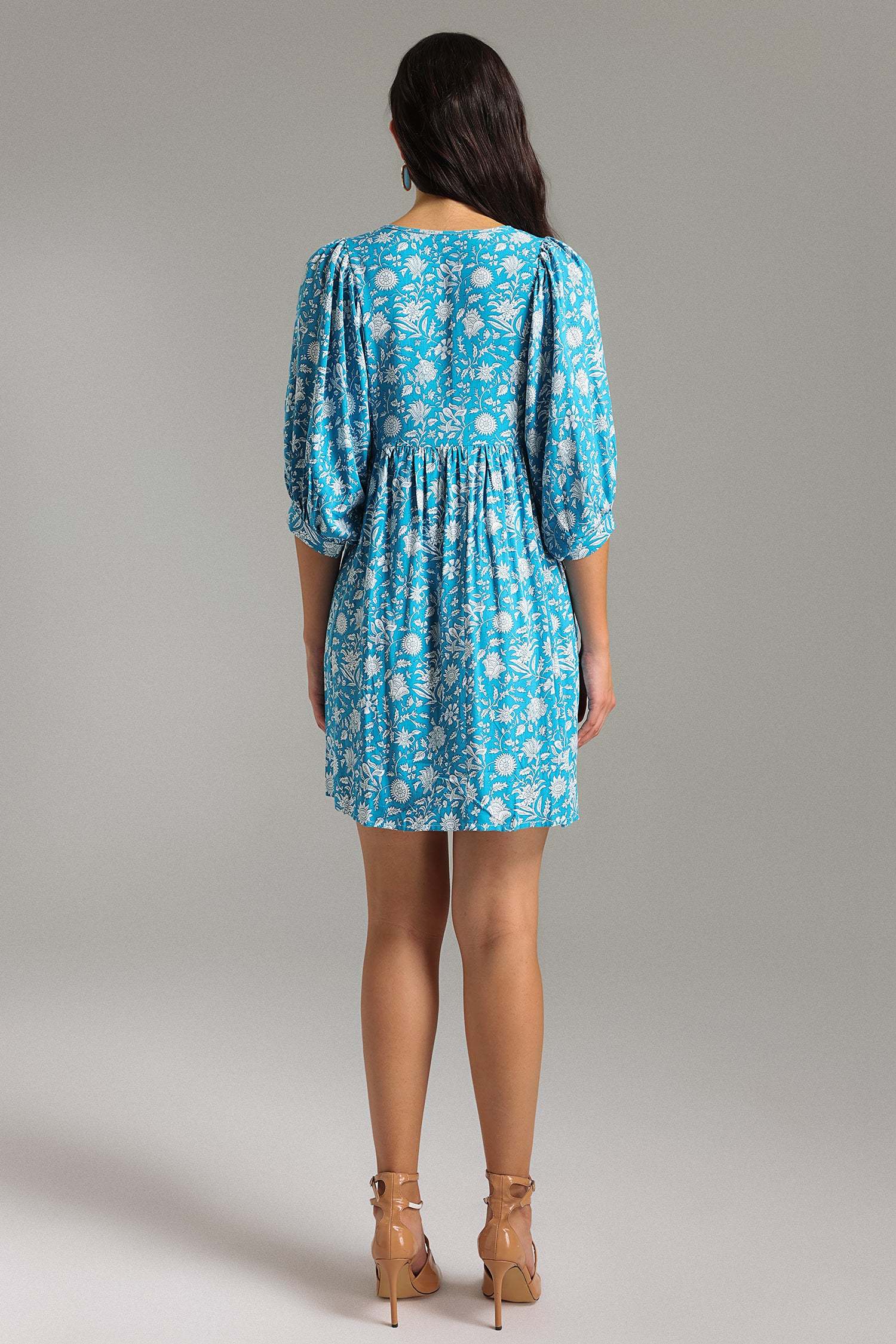 Ivana Blue Floral Mini Dress