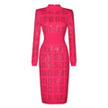 Ivana Dress - Fitted Mid - Length Silhouette - Geometric Cutouts - Tailored Fit - Metallic Accents