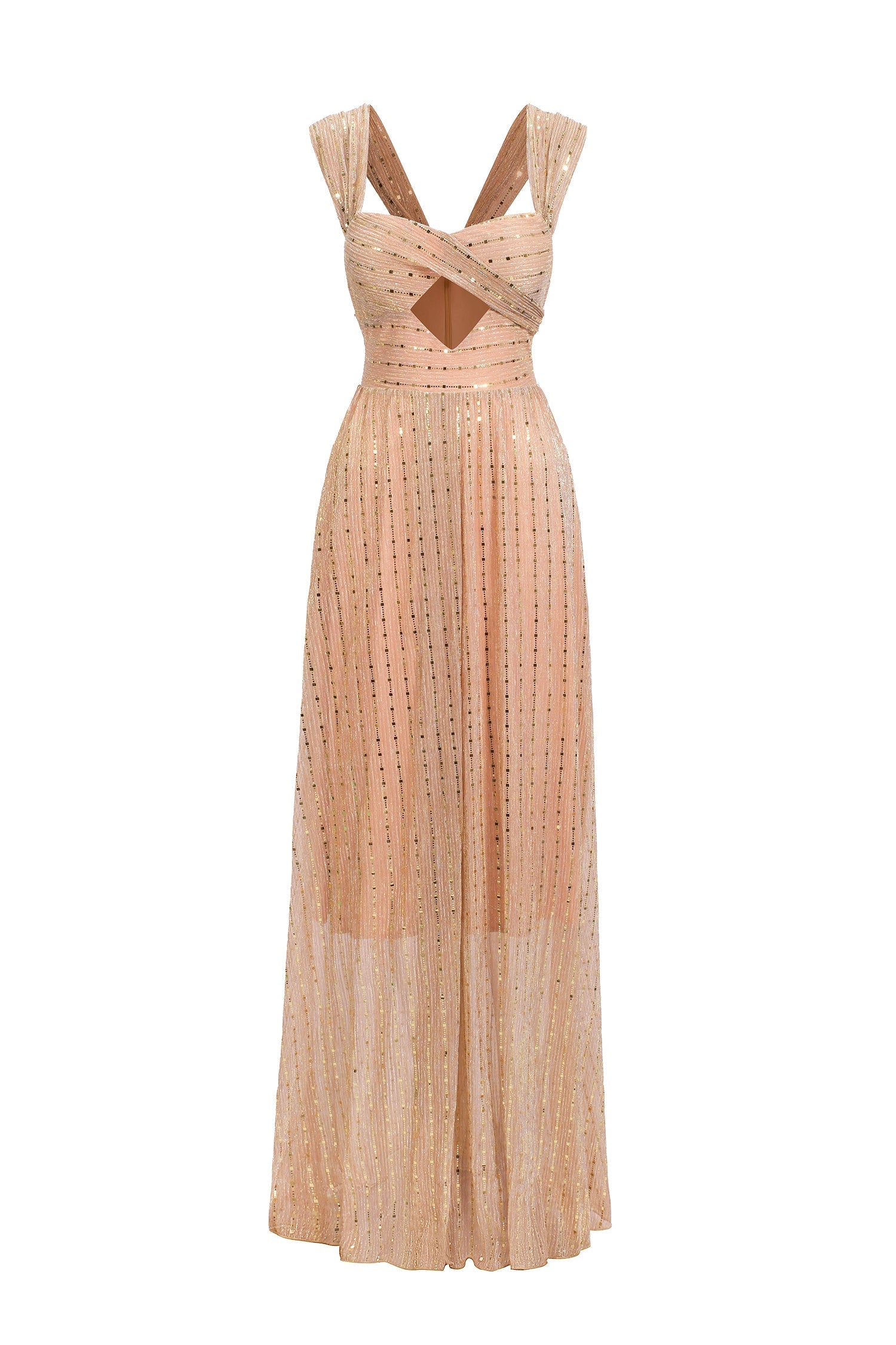 Ivanna Pink Glitter Off-Shoulder Maxi Dress