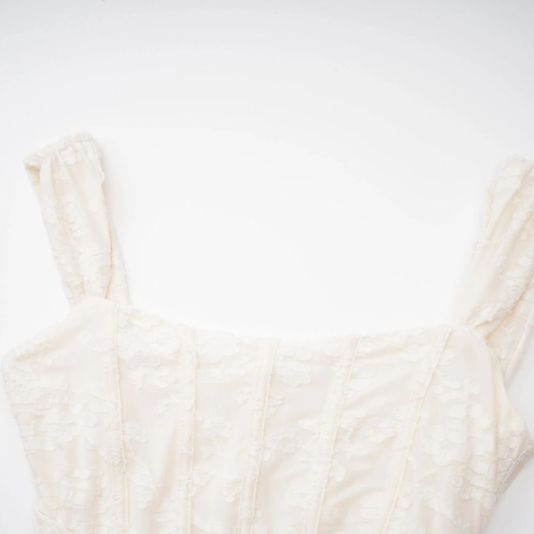 Ivory Jacquard Maxi Dress With Corset Detail