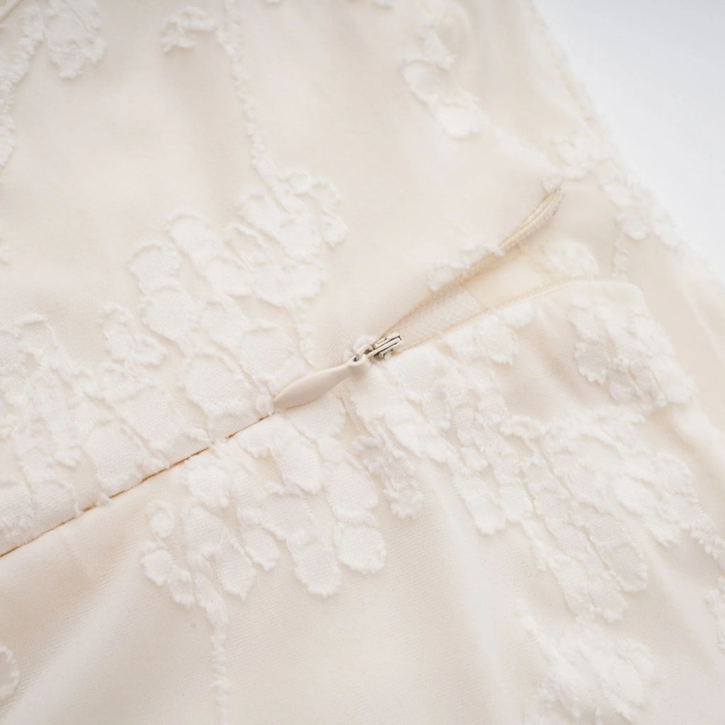 Ivory Jacquard Maxi Dress With Corset Detail