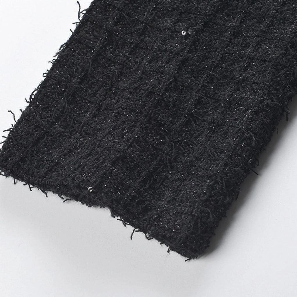 Ivy Jacket & Skirt Black Waffle Knit Matching Set