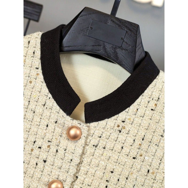 Jacket & Skirt Set - Timeless Tweed Design - Pearl Button Details - High - Waisted Skirt - Elegant & Structured Fit