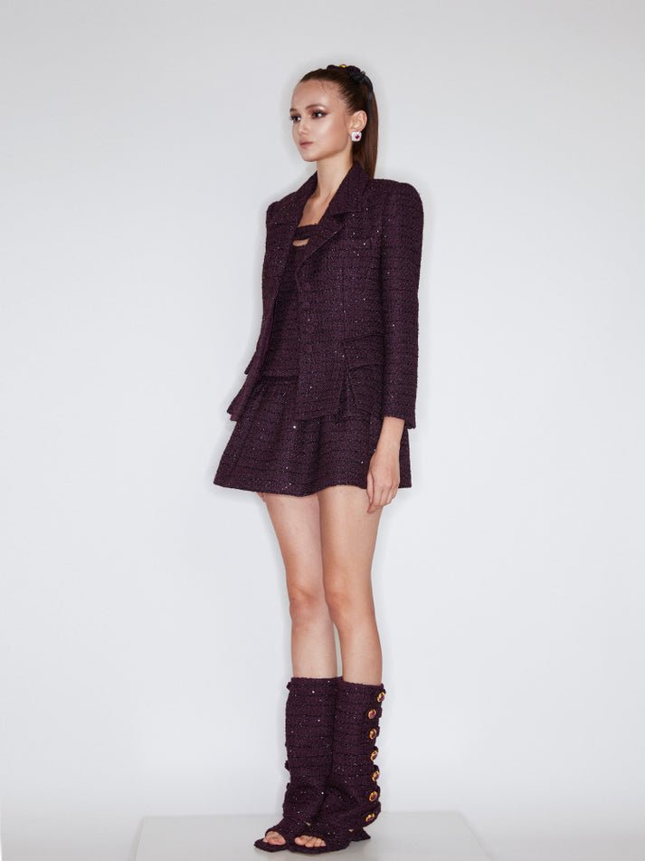 Jacqueline Sophia Tweed Buttoned Blazer - Structured Silhouette - Elegant Button Details - Tailored Fit - Premium Fabric Blend