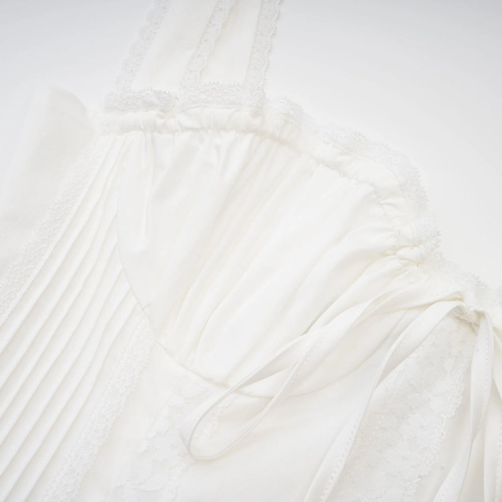 Jada Mini Dress Lace Corset Layered White & Spaghetti Straps