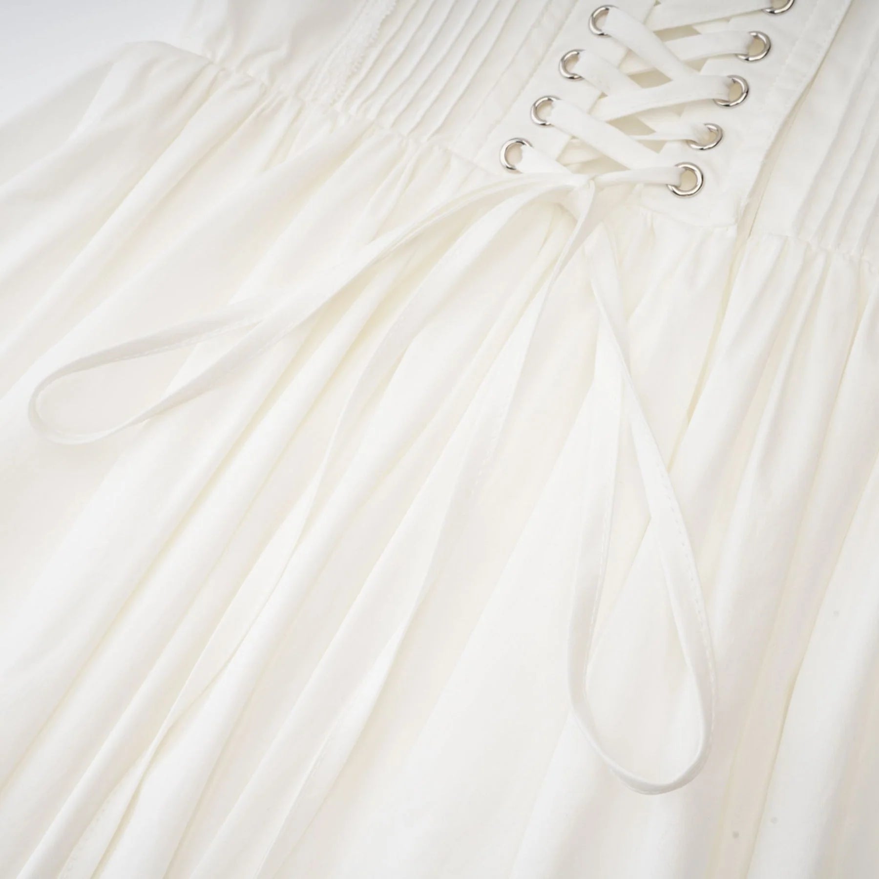 Jada Mini Dress Lace Corset Layered White & Spaghetti Straps