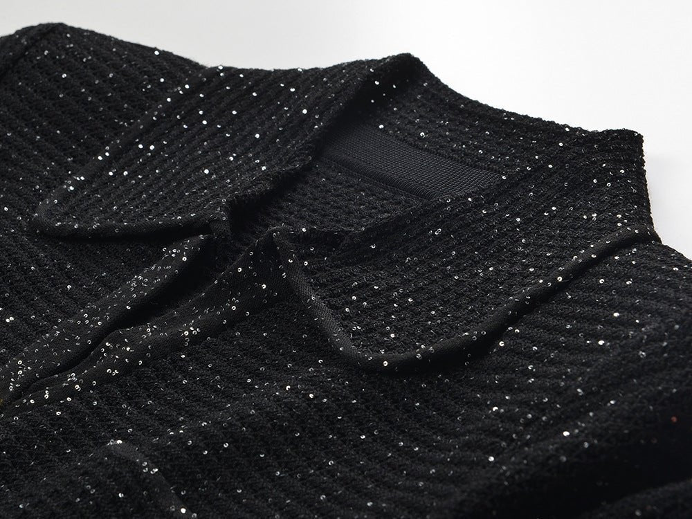 Jamie Shirt Jacket – Tailored Silhouette – Gold Button Accents – Knit Texture