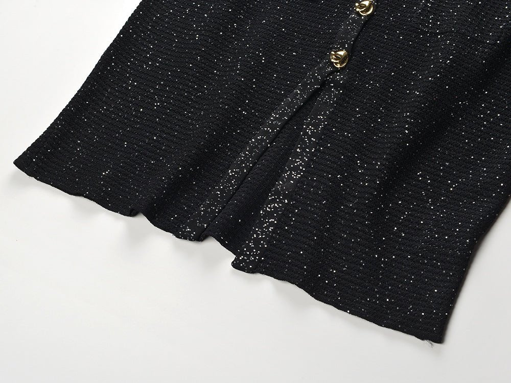 Jamie Shirt Jacket – Tailored Silhouette – Gold Button Accents – Knit Texture