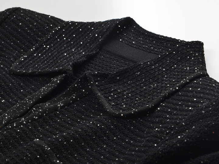Jamie Shirt Jacket – Tailored Silhouette – Gold Button Accents – Knit Texture