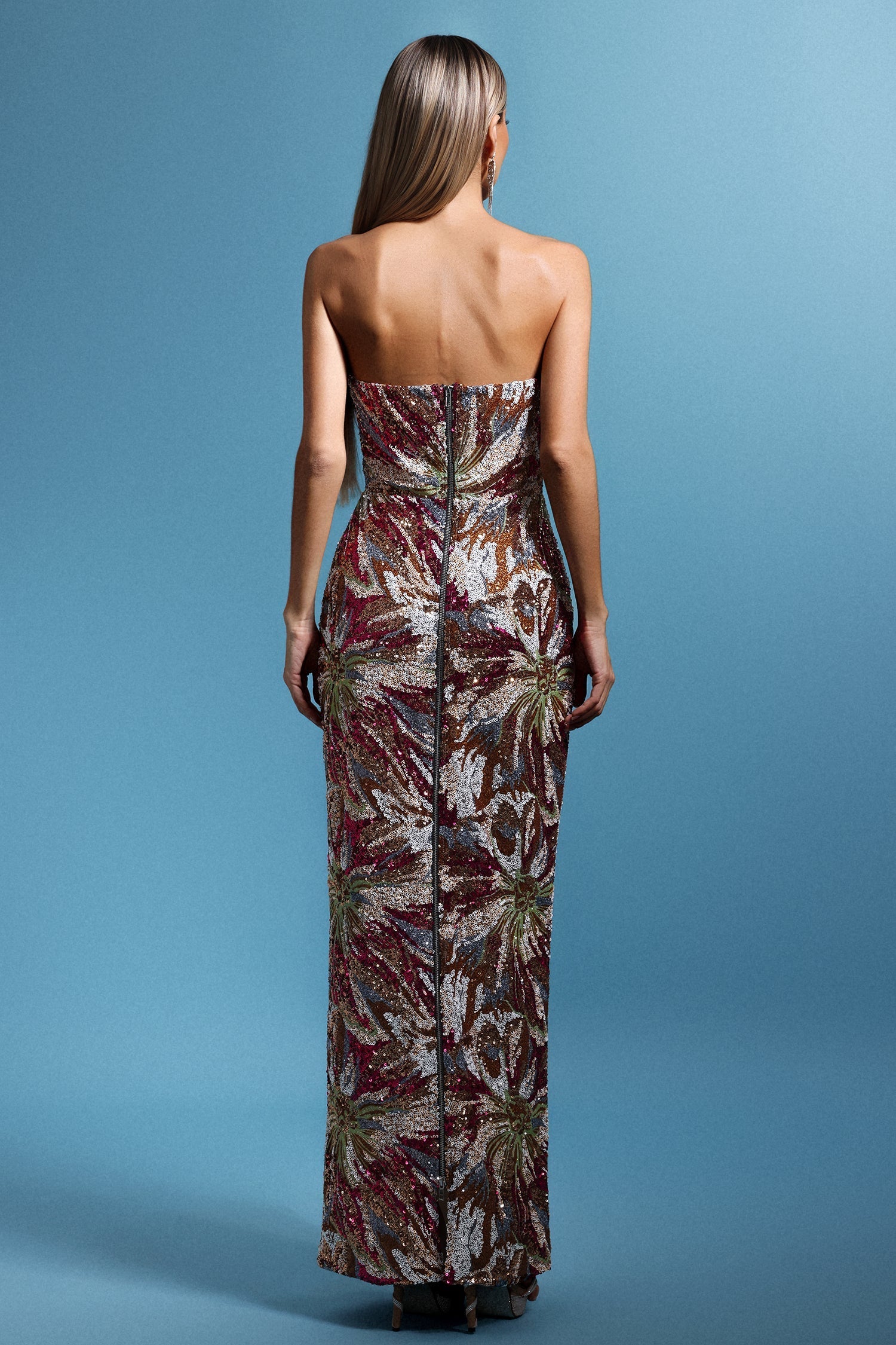 Jasmine Multi Color Floral Sequin Maxi Dress