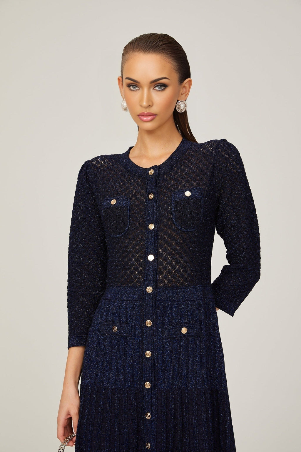 Jayla Long Sleeve Midi Dress in Vibrant Blue