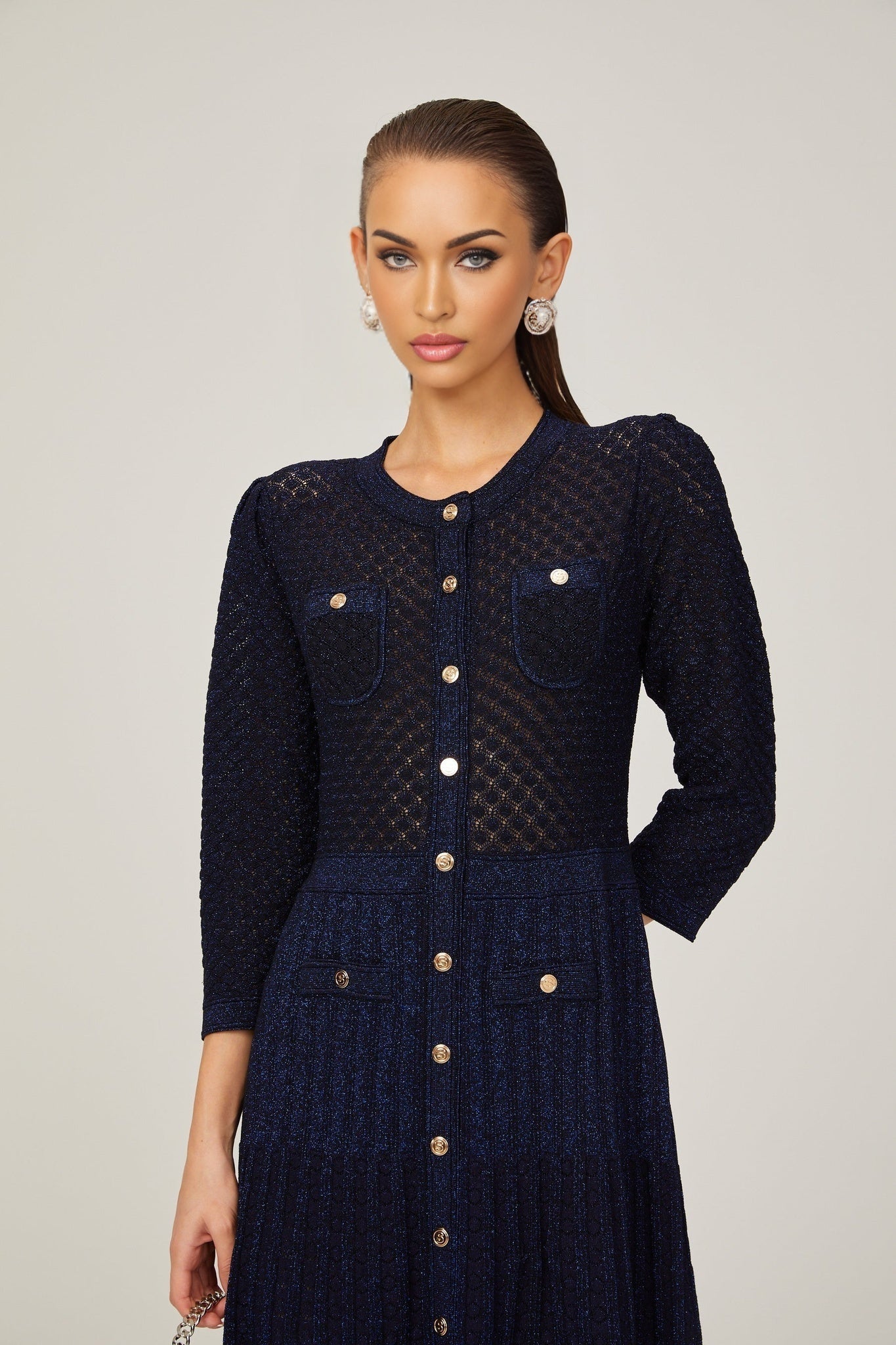 Jayla Long Sleeve Midi Dress in Vibrant Blue