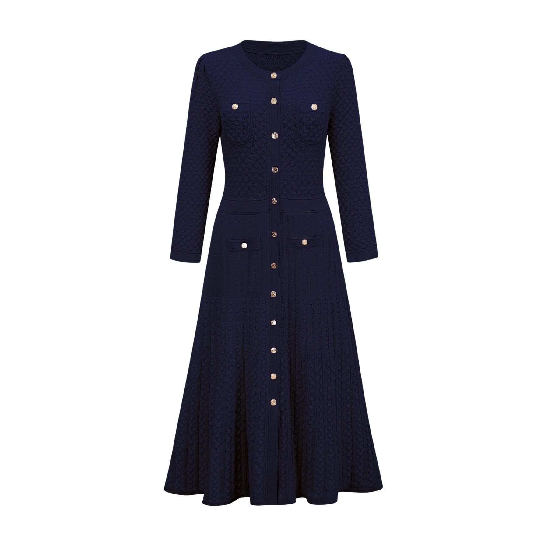 Jayla Long Sleeve Midi Dress in Vibrant Blue