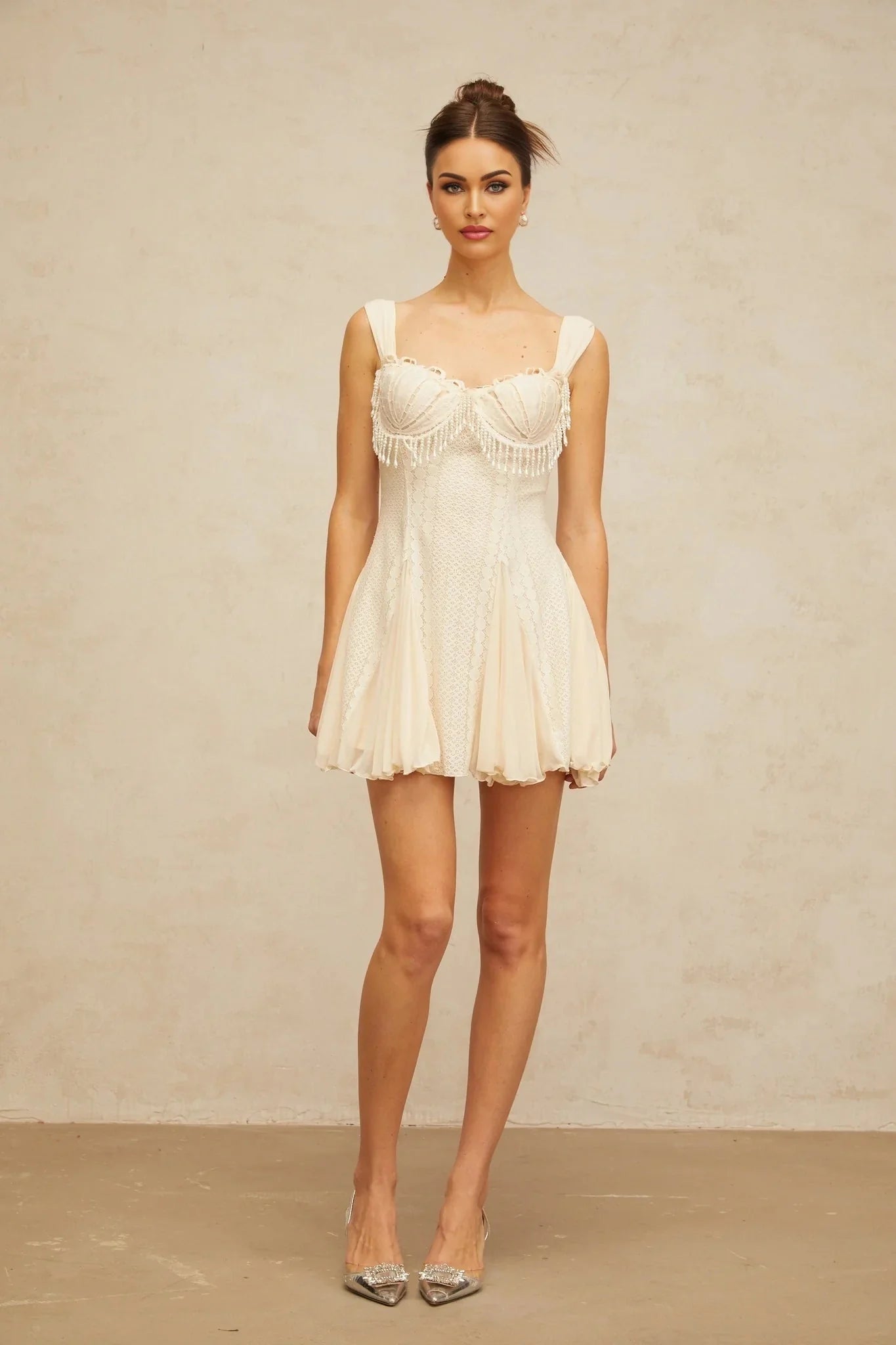 Jazlyn Mini Dress Sweetheart Faux - Pearl Embellished Flare