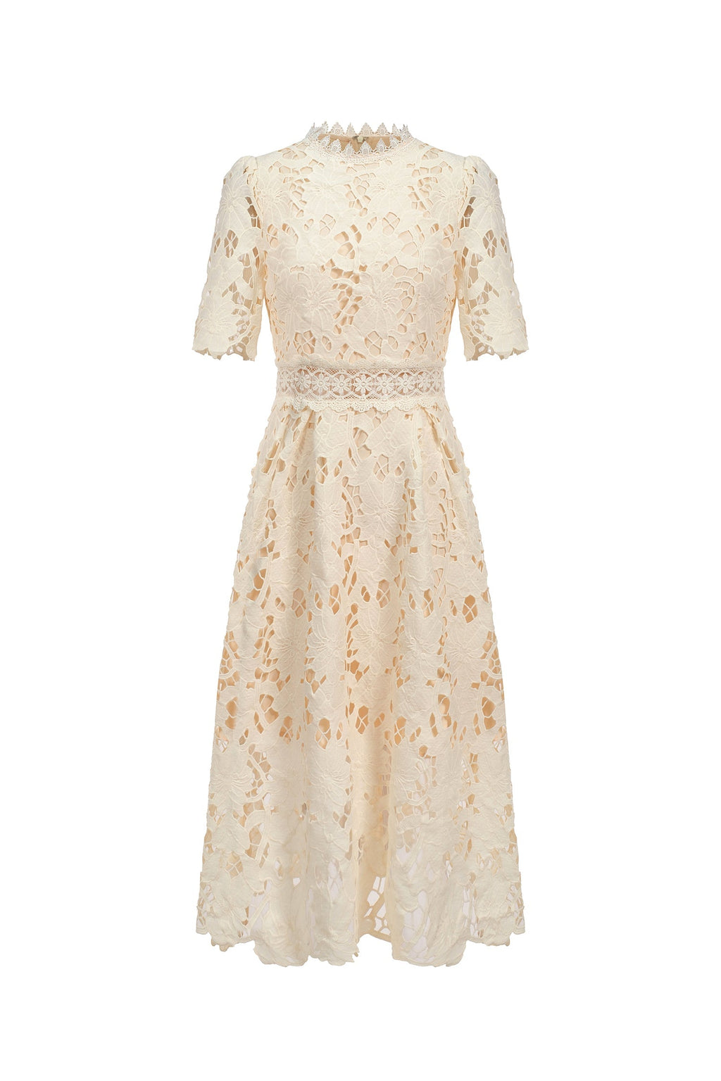 Jazlyn White Lace Midi Dress for Women Wedding Garden Party Brunch Evening Out
