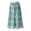 Jenna Floral Lace A - Line Skirt - High - Waisted Fit - Scalloped Lace Hem and Intricate Appliqués