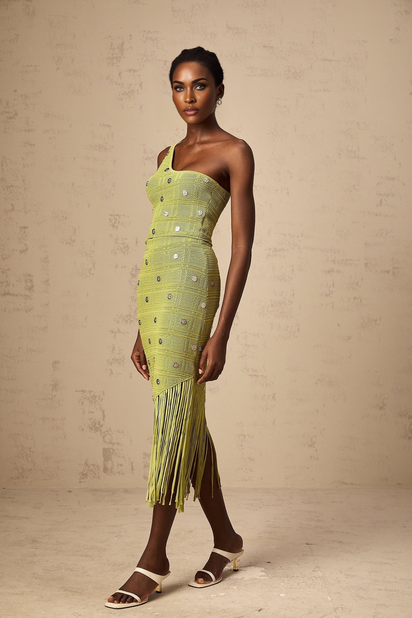 Jenna Skirt & Top Set Green Knit Top & Skirt Embellished