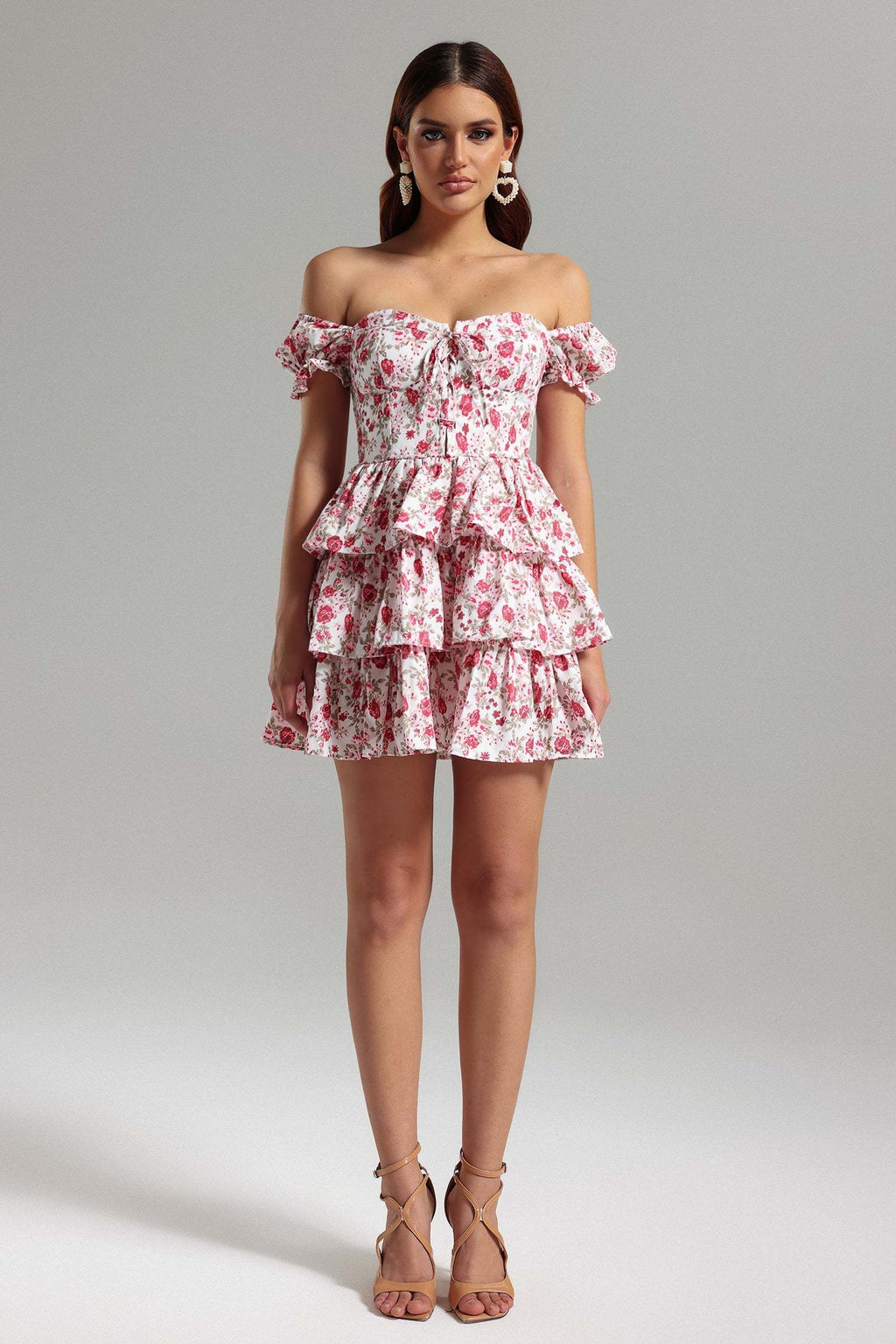 Jenna White Floral Layered Dress