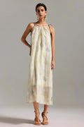 Jessica Beige Printed Sleeveless Midi Dress
