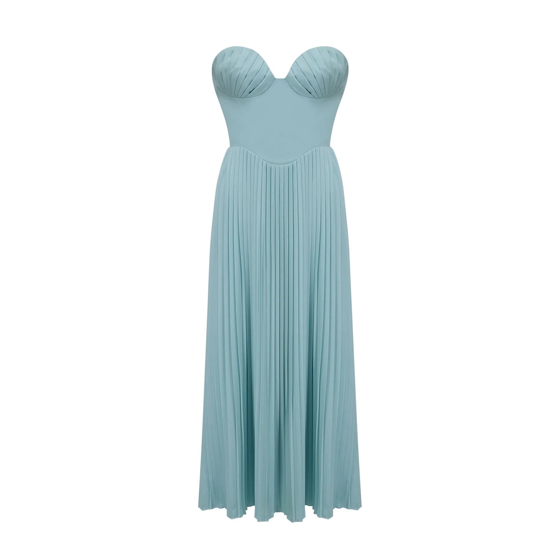 Jessica Blue Maxi Dress with Off - Shoulder Corset Style and Pleated Skirt