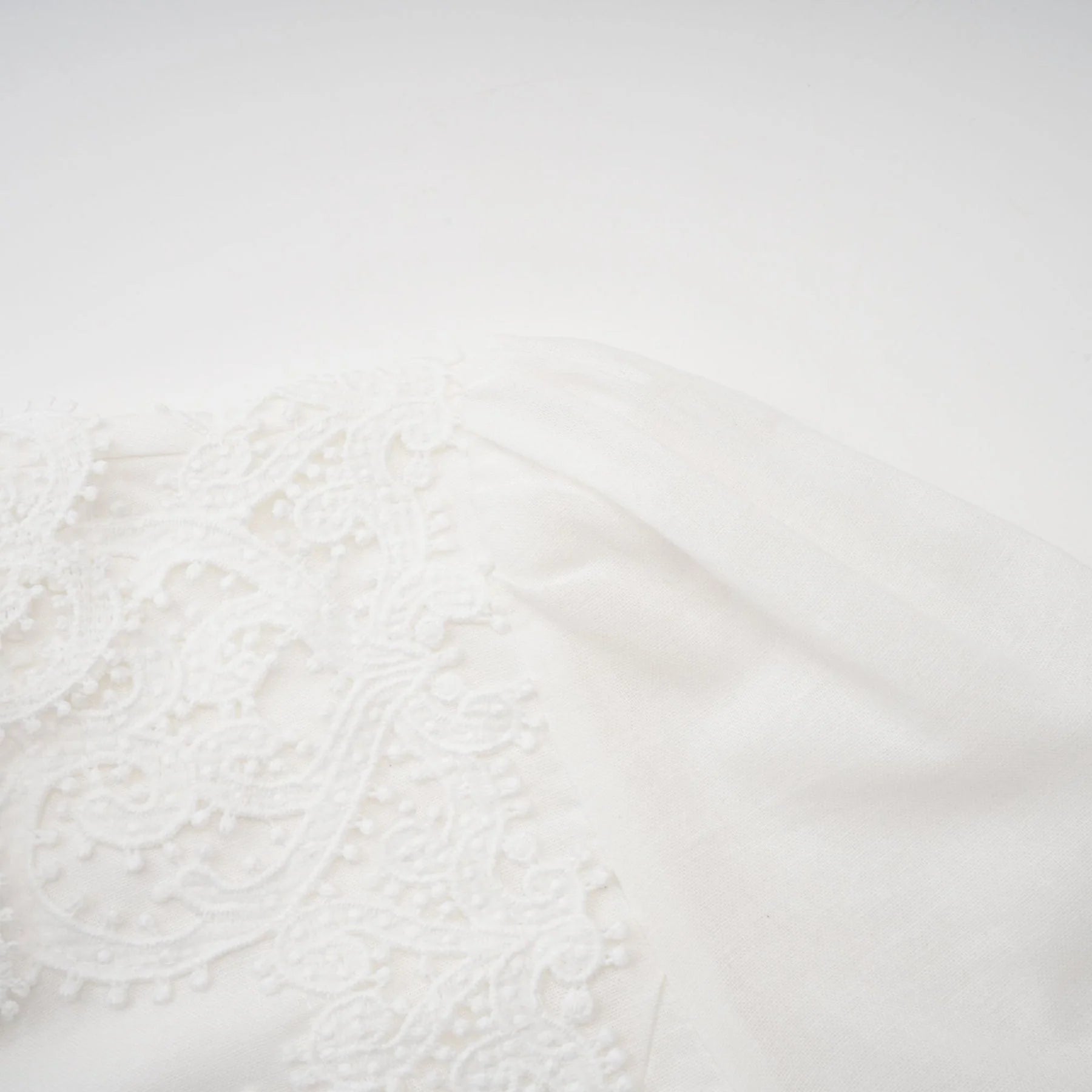 Jessica Floral Midi Dress in White with Mock Neck & Lace Embellishment