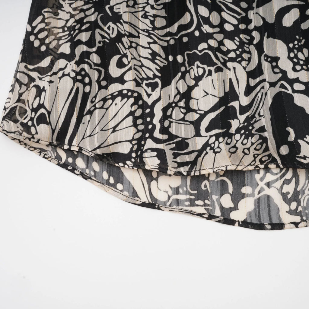 Joanna Mini Dress Black White Pattern VNeck Cut Out