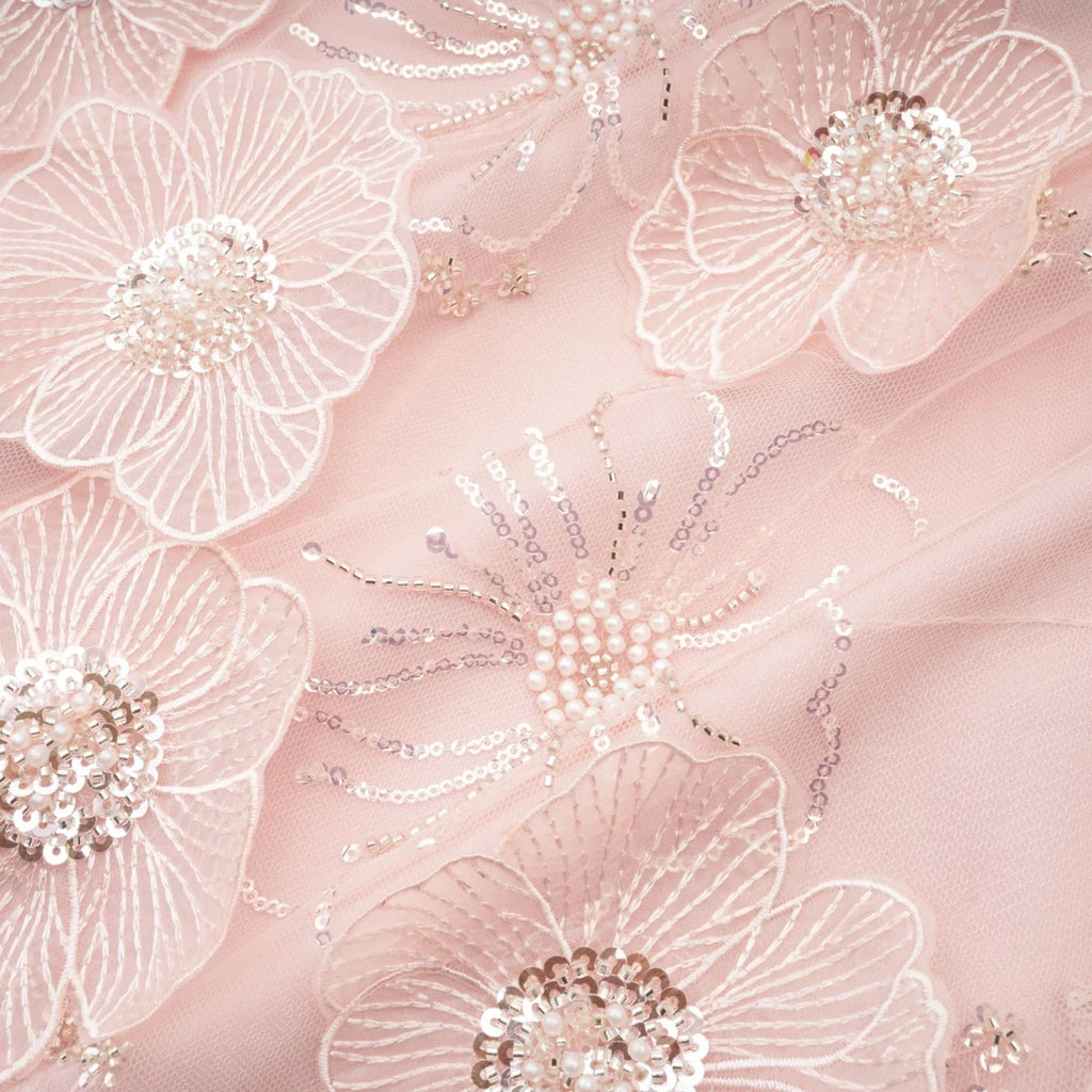 Joanna Mini Dress Crystal Flower Pearl Pink