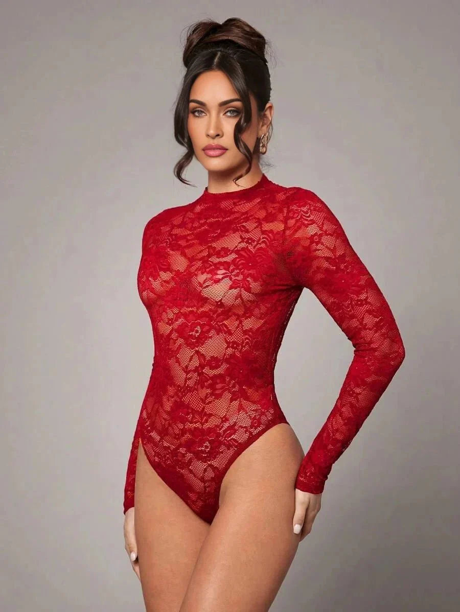 Jolanda Bodysuit - Slim Fit - Knitted Fabric - Medium Stretch - Long Sleeve Length - Stand Collar Style - Premium Quality - Comfortable Design