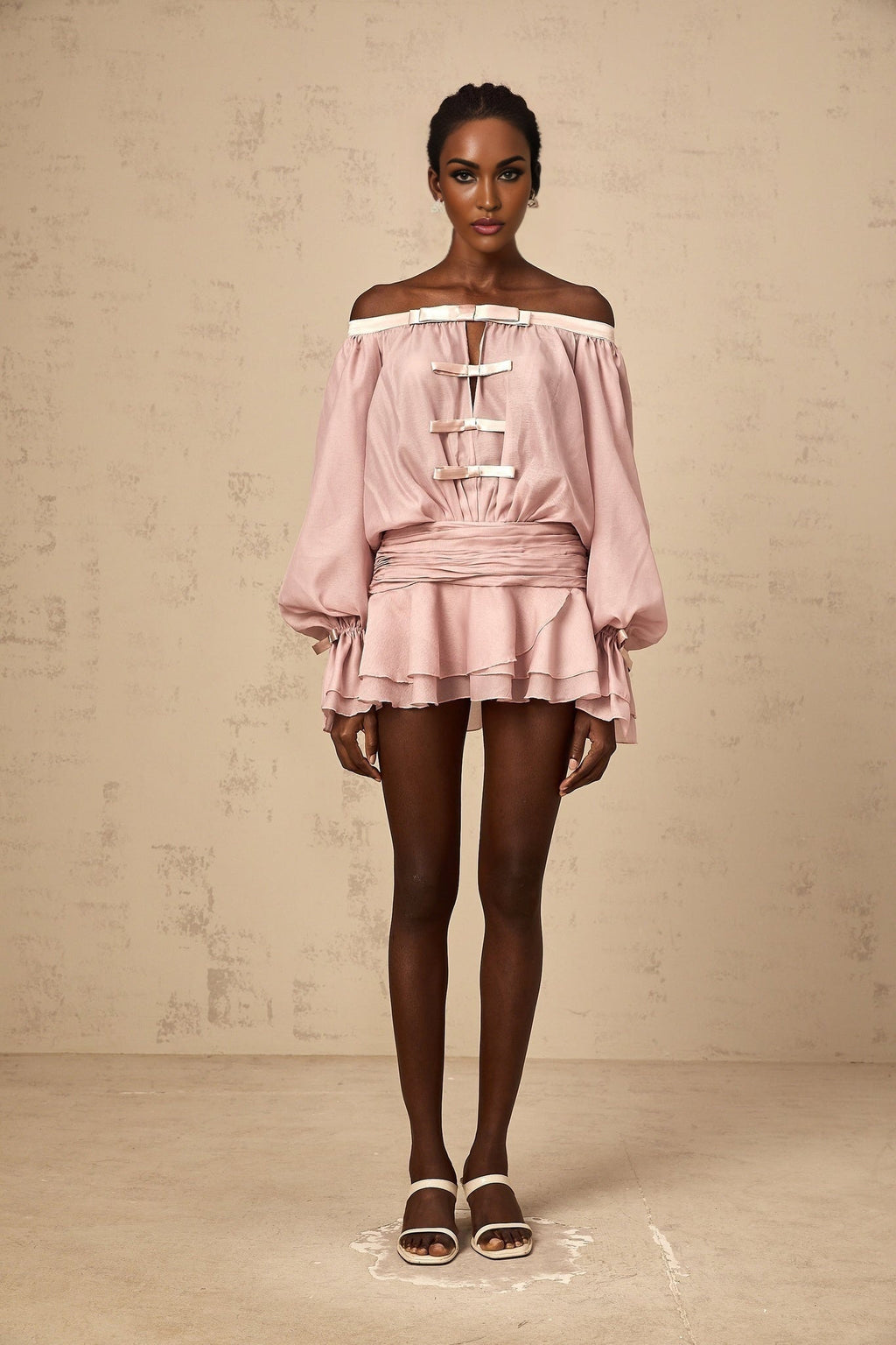 Josephine Mini Dress Josephine Off Shoulder Chiffon Bowknot Dress