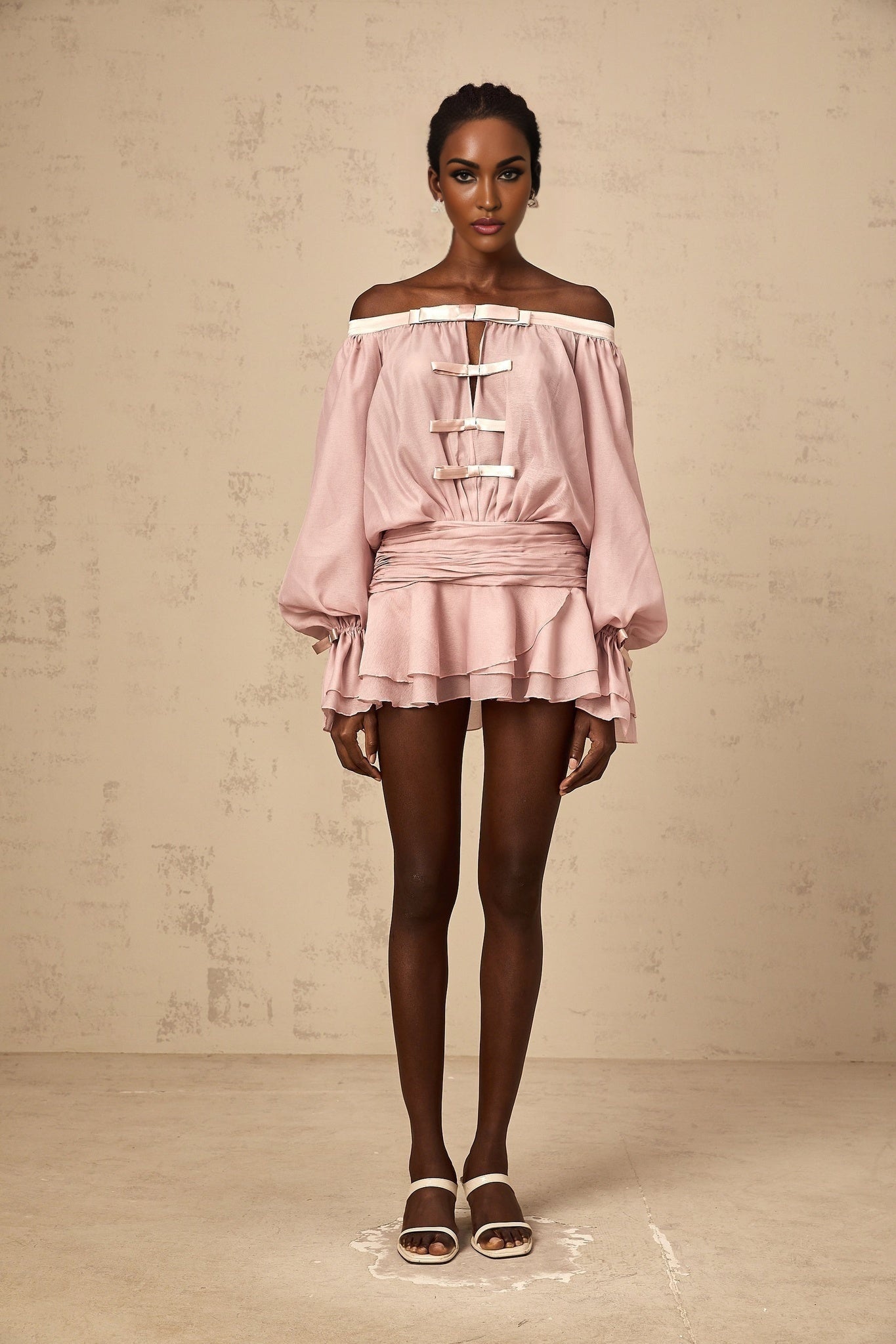 Josephine Mini Dress Josephine Off Shoulder Chiffon Bowknot Dress