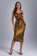 Margherita Midi Dress - Luxurious Satin Fabric - Backless - Spaghetti Straps - Flattering Silhouette - Versatile