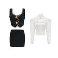 Julia Monochrome Vest, Shirt & Skirt Set