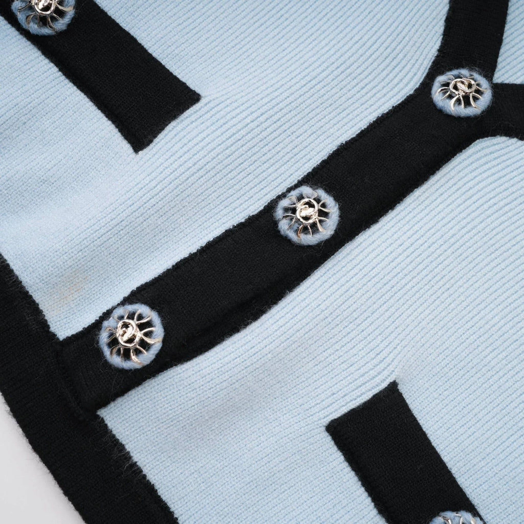 Julia Skirt & Top Set in Blue Long Sleeve Button Detail Matching