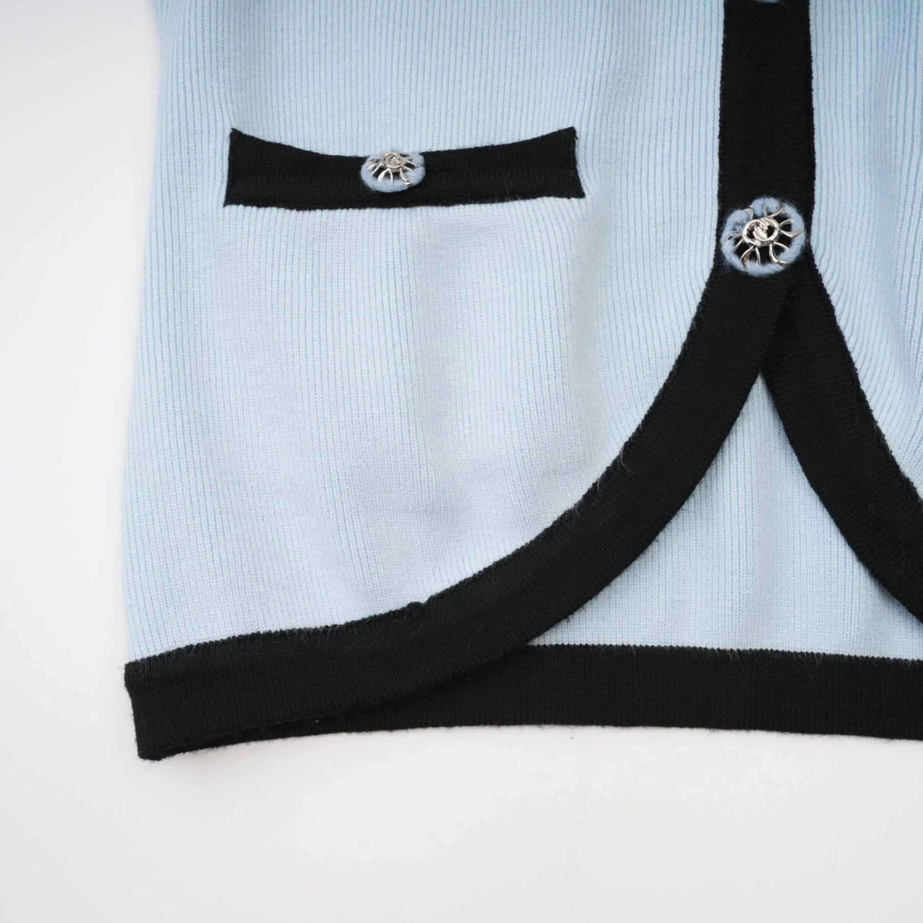 Julia Skirt & Top Set - Knitted Construction - Contrast Colors - Panelled Design - Front Button Detailing
