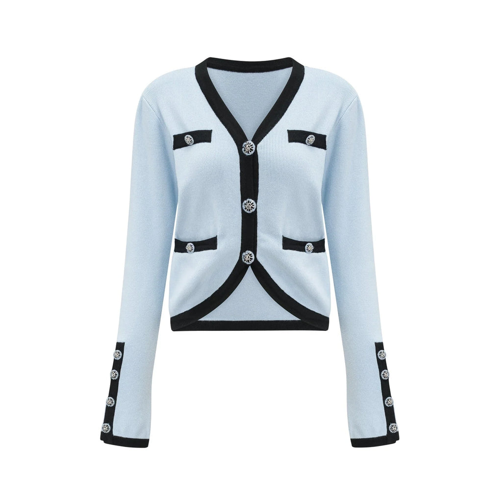 Julia Skirt & Top Set - Knitted Construction - Contrast Colors - Panelled Design - Front Button Detailing